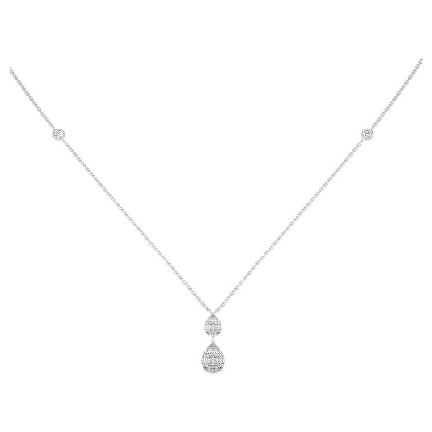 0,7 CTW diamants or blanc 14K Moonlight Collection Dual drop Pendentif Necklace