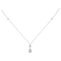 0,7 CTW Diamanten 14K Weißgold Moonlight Collection Dual Tropfen Anhänger Halskette
