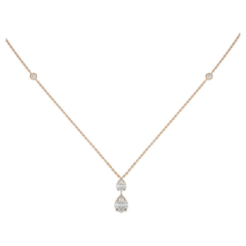 0,7 CTW diamants or rose 18K Moonlight Collection Dual drop Pendentif Necklace