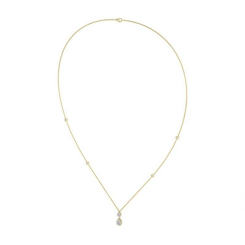 Moderne 0,7 CTW diamants or jaune 18K Moonlight Collection Dual drop Pendentif Necklace en vente