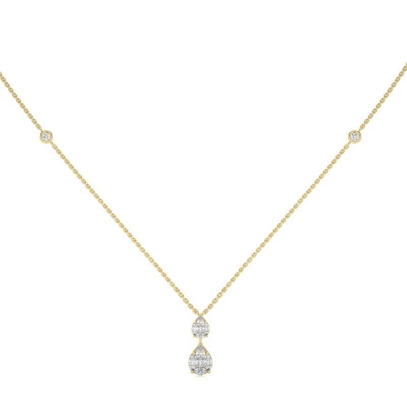 0,7 CTW diamants or jaune 18K Moonlight Collection Dual drop Pendentif Necklace Neuf - En vente à Paramus, NJ