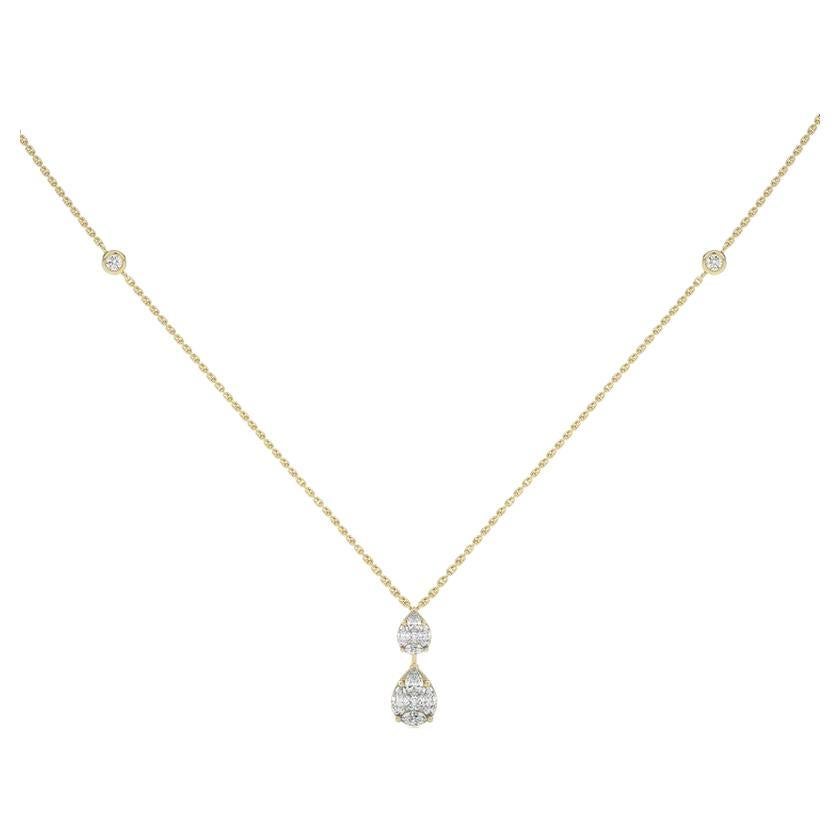 0.7 CTW diamonds 18K Yellow gold moonlight Collection Dual drop Pendant Necklace