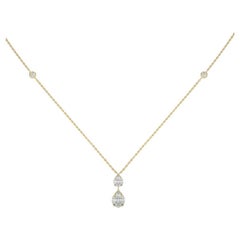 0.7 CTW diamonds 18K Yellow gold moonlight Collection Dual drop Pendant Necklace