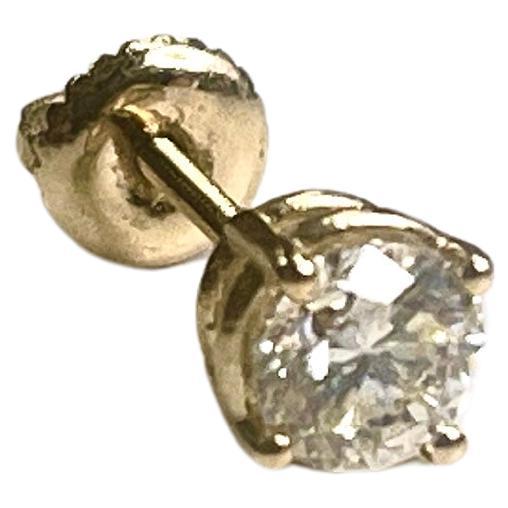 0.70 Carat All Natural Diamond Single Stud Earring For Sale