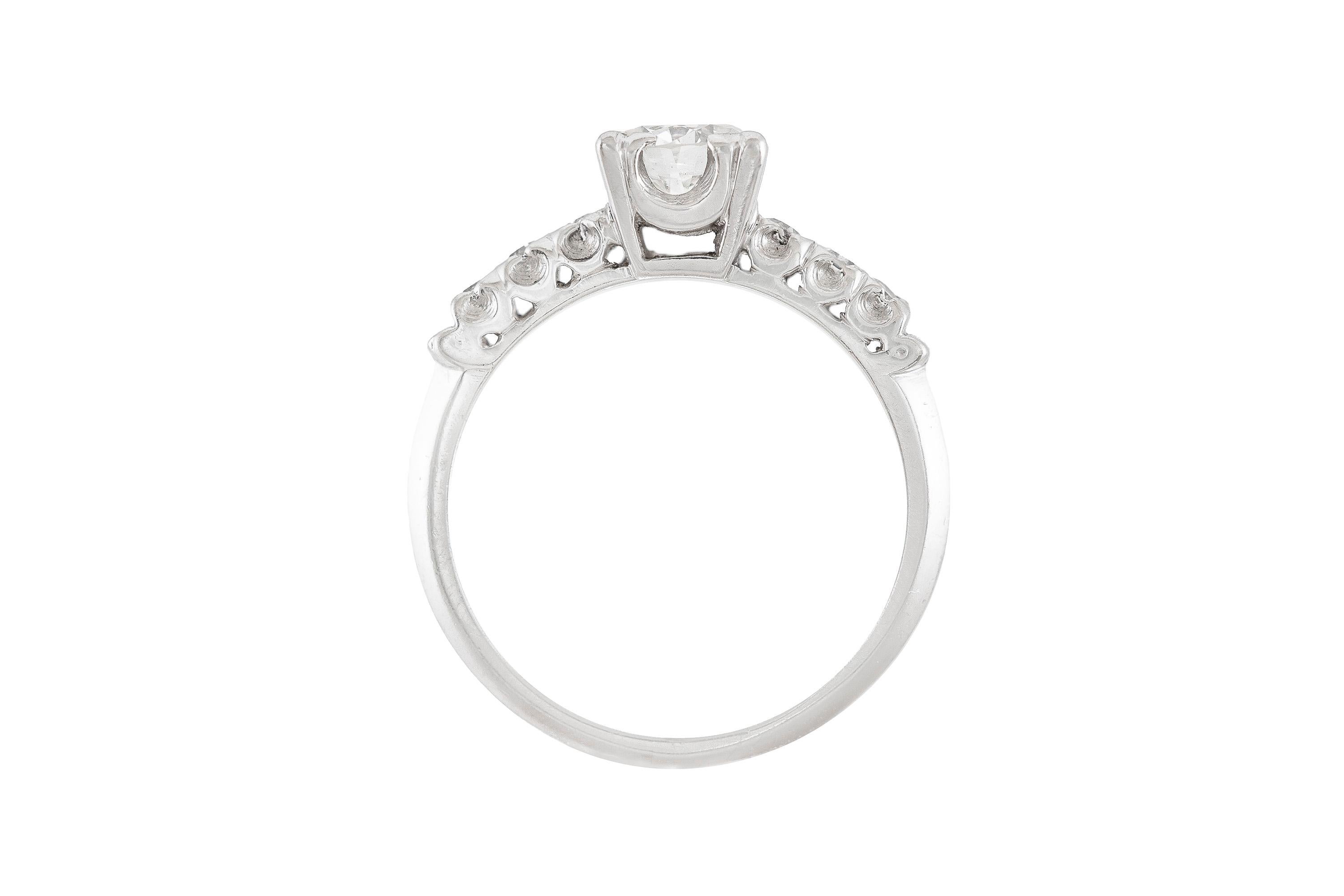 Old European Cut 0.70 Carat Art Deco Engagement Ring For Sale