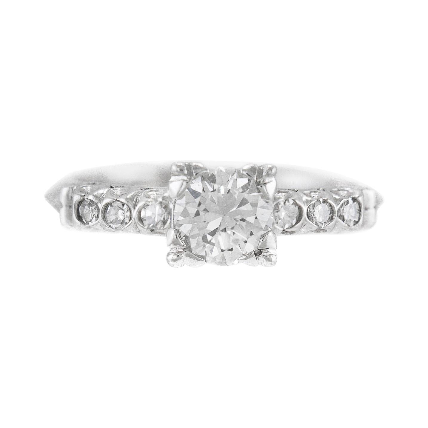 0.70 Carat Art Deco Engagement Ring For Sale