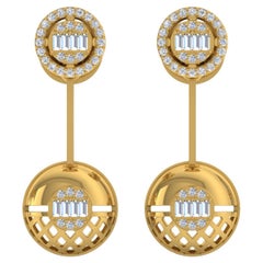 0.70 Carat Baguette Brilliant Cut Diamond Earrings 14 Karat Yellow Gold Jewelry