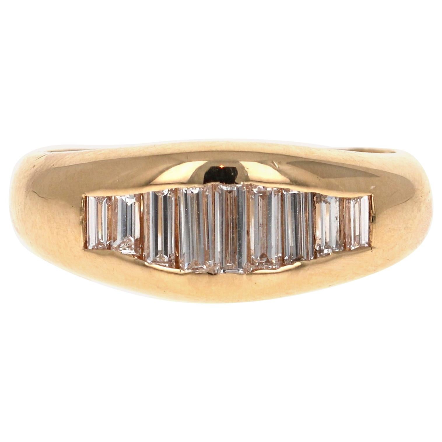 0.70 Carat Baguette Diamond 18 Karat Yellow Gold Band