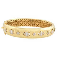 0.70 Carat Baguette Diamond Bangle Bracelet 18 Karat Yellow Gold Fine Jewelry