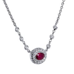 0.70 Carat Bezel-Set Ruby Pendant Necklace