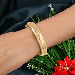 0.70 Carat Diamond Bangle Bracelet for Women 14 Karat Yellow Gold Fine Jewelry