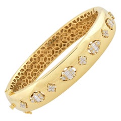0.70 Carat Diamond Bangle Bracelet for Women 14 Karat Yellow Gold Fine Jewelry