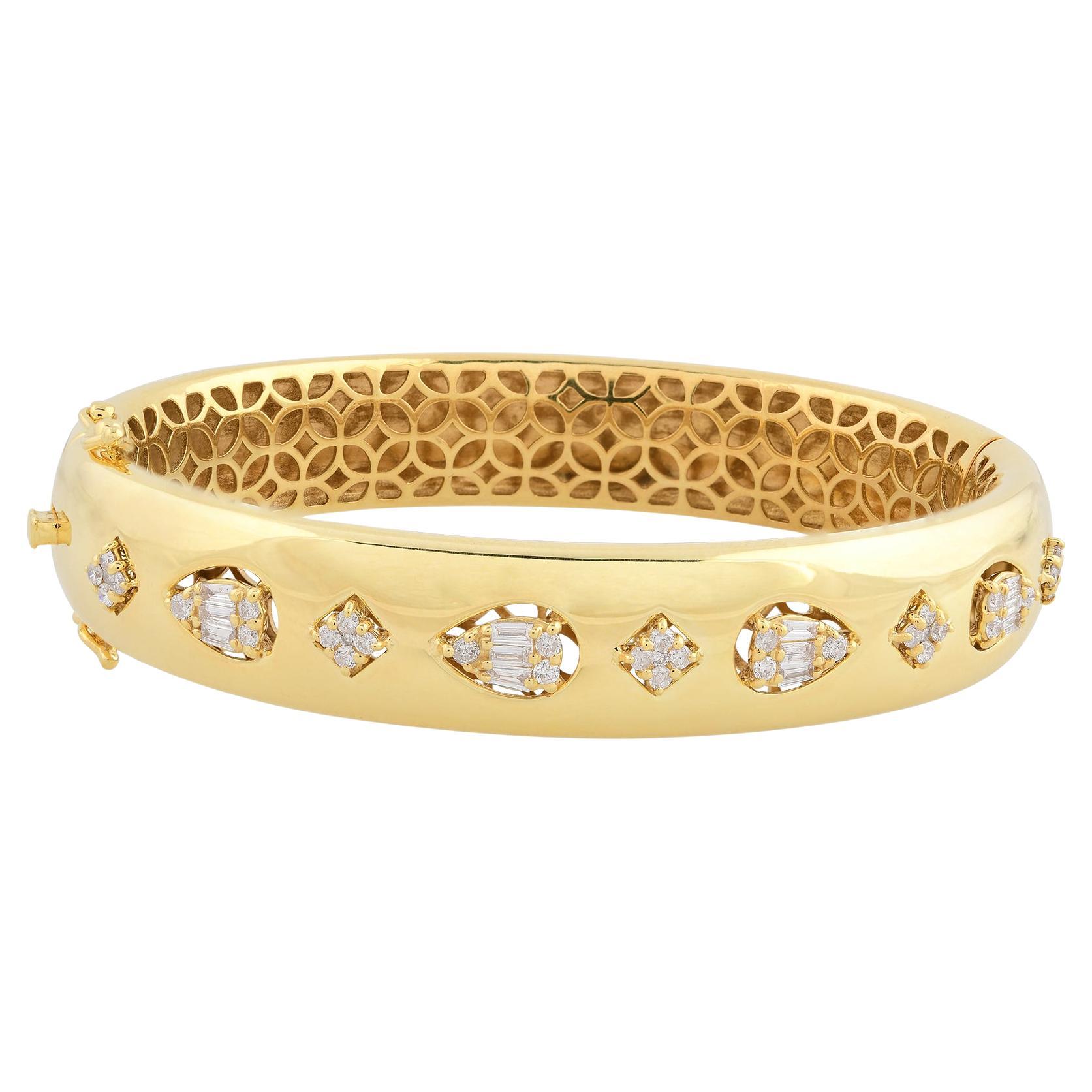 0.70 Carat Diamond Bangle Bracelet for Women 18 Karat Yellow Gold Fine Jewelry