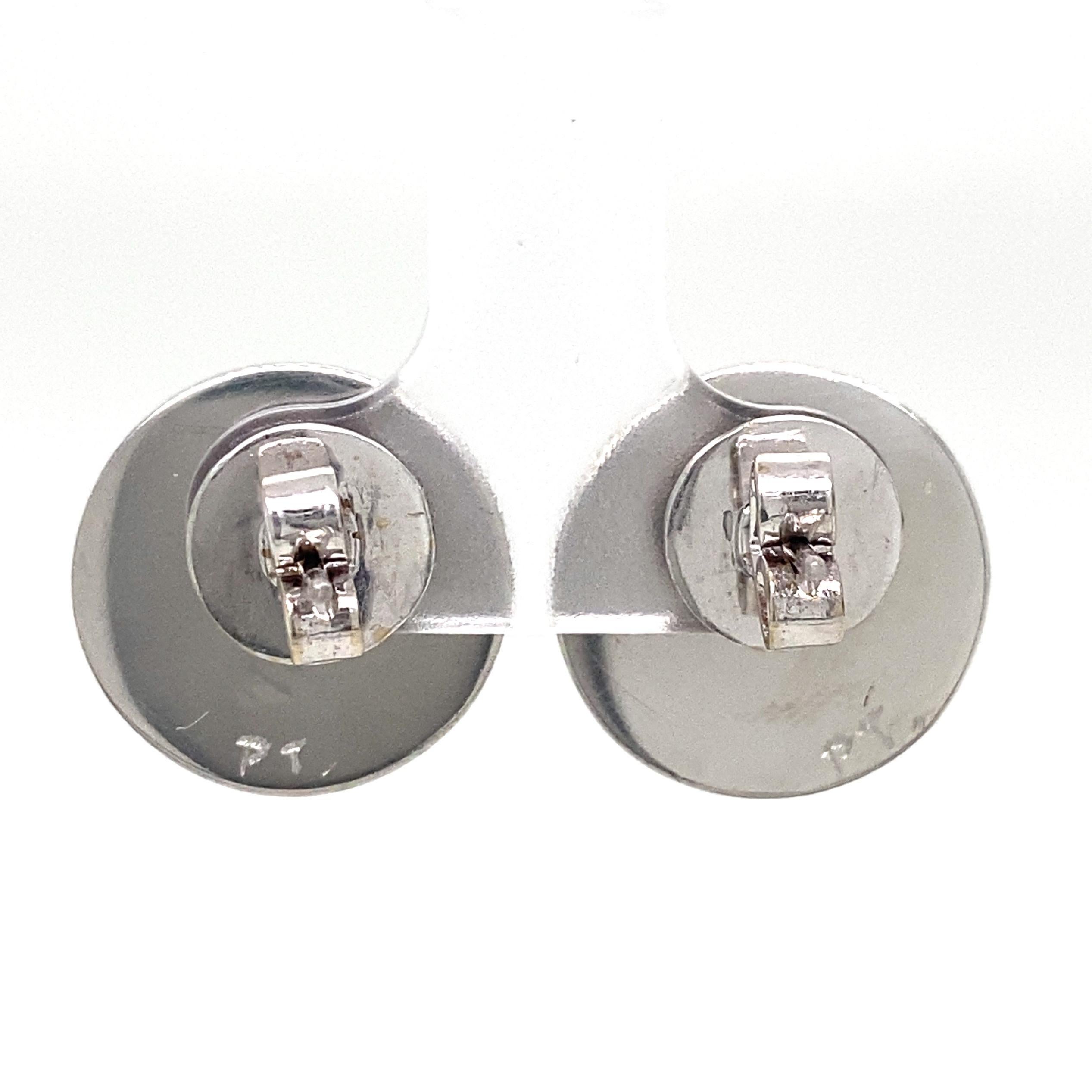 0.70 Carat Diamond Button Earrings in Platinum & Black Enamel For Sale 3