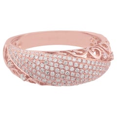 0,70 Karat Diamant Pave Filigraner Design Ring aus massivem 14k Roségold feiner Schmuck