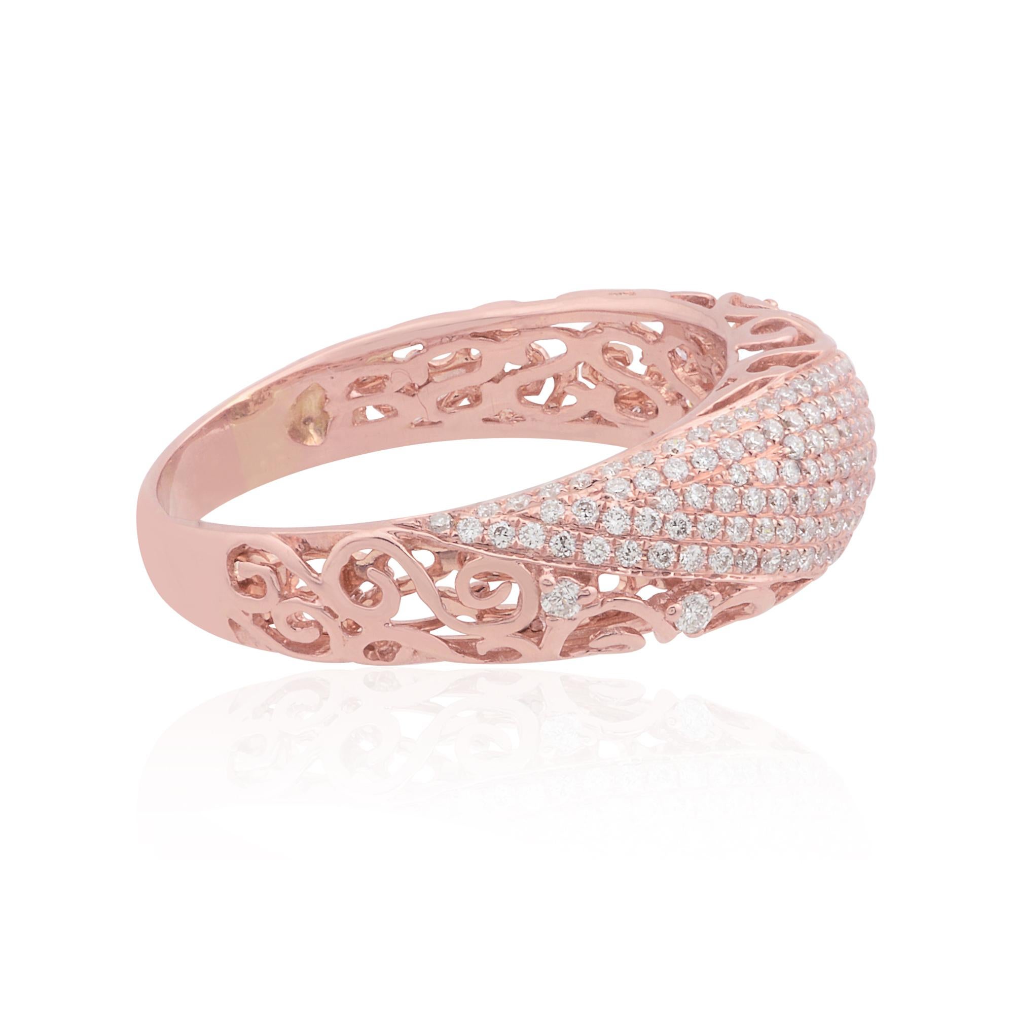 For Sale:  0.70 Carat Diamond Pave Filigree Design Ring Solid 18k Rose Gold Fine Jewelry 4