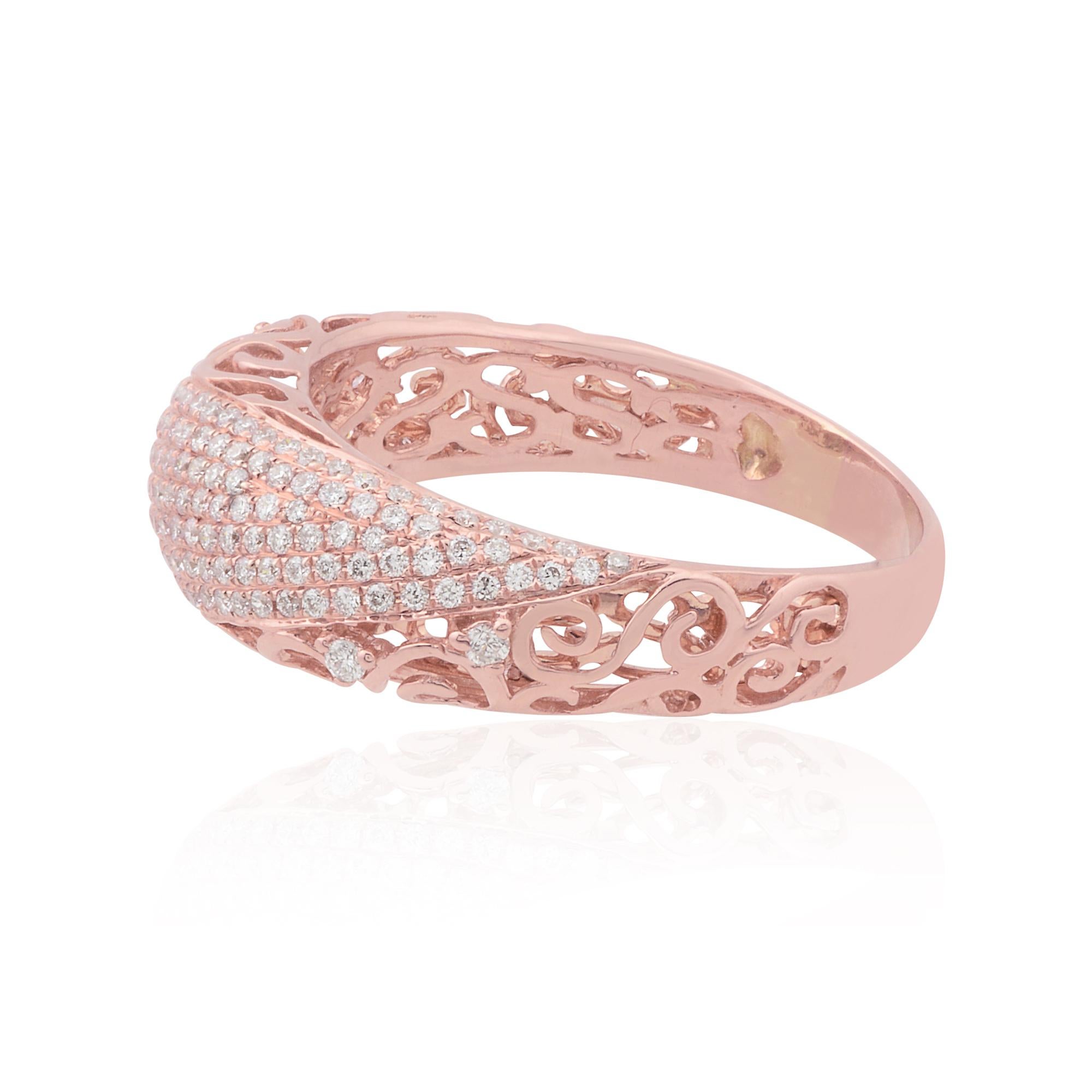 For Sale:  0.70 Carat Diamond Pave Filigree Design Ring Solid 18k Rose Gold Fine Jewelry 5