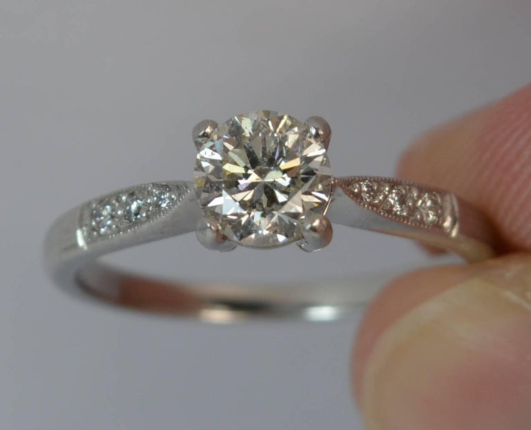 0.70 Carat Diamond Platinum Ladies Solitaire Engagement Ring For Sale ...