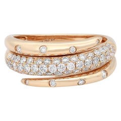 Bague spirale en or jaune 18 carats avec diamants de 0,70 carat