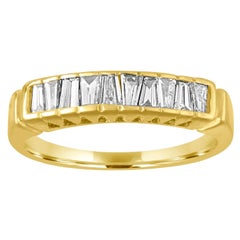 0.70 Carat Diamond Tapered Baguettes Gold Half Band Ring