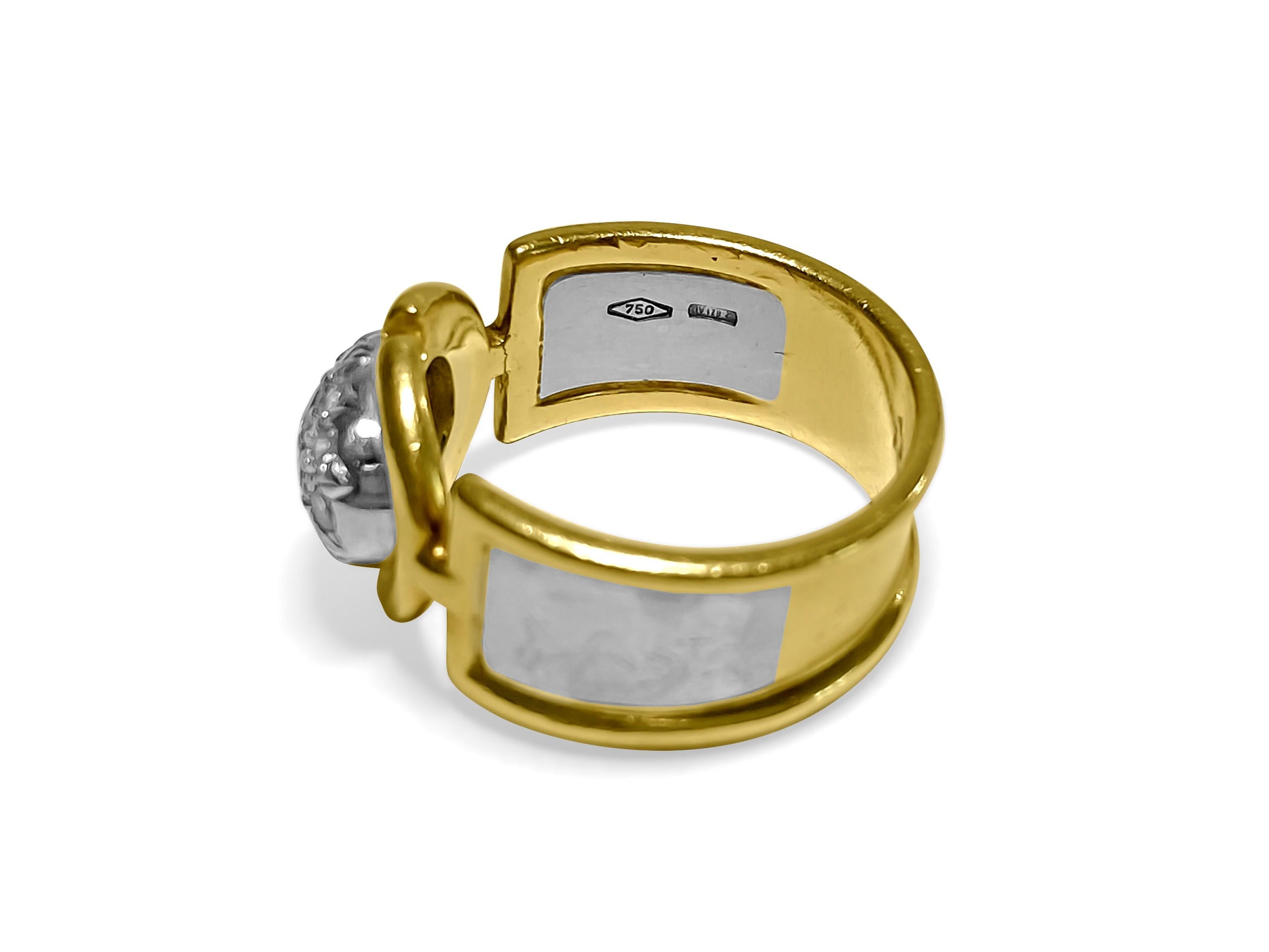 0.70 Carat Diamond Two-Tone Gold Art Nouveau Ring In Good Condition For Sale In Miami, FL