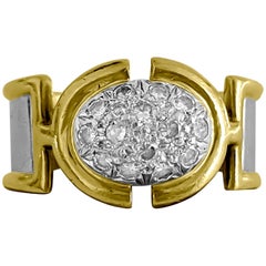 0.70 Carat Diamond Two-Tone Gold Art Nouveau Ring