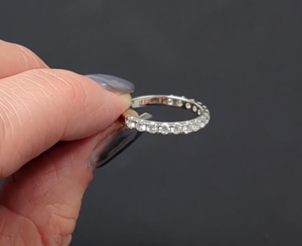 Round Cut Diamond Wedding Band Ring 14k White Gold Natural Classic