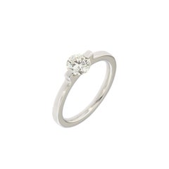 0.70 Carat Diamond New Custom Engagement Ring White Gold Handcrafted in Italy