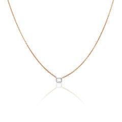 0.70 Carat Emerald Cut Bezel Set Diamond Necklace