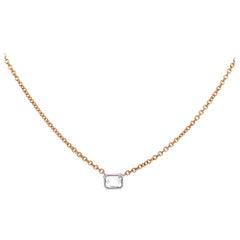 0.70 Carat Emerald Cut Bezel Set Diamond Necklace