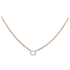0.70 Carat Emerald Cut Bezel Set Diamond Necklace