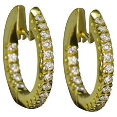 0.70 Carat F-G VS Diamond Inside-Out Hoop Earrings in 18k Yellow Gold 19mm