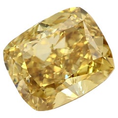 0.70 Carat Fancy Deep Brownish Yellow Cushion shape diamond VVS2 Clarity GIA Cer