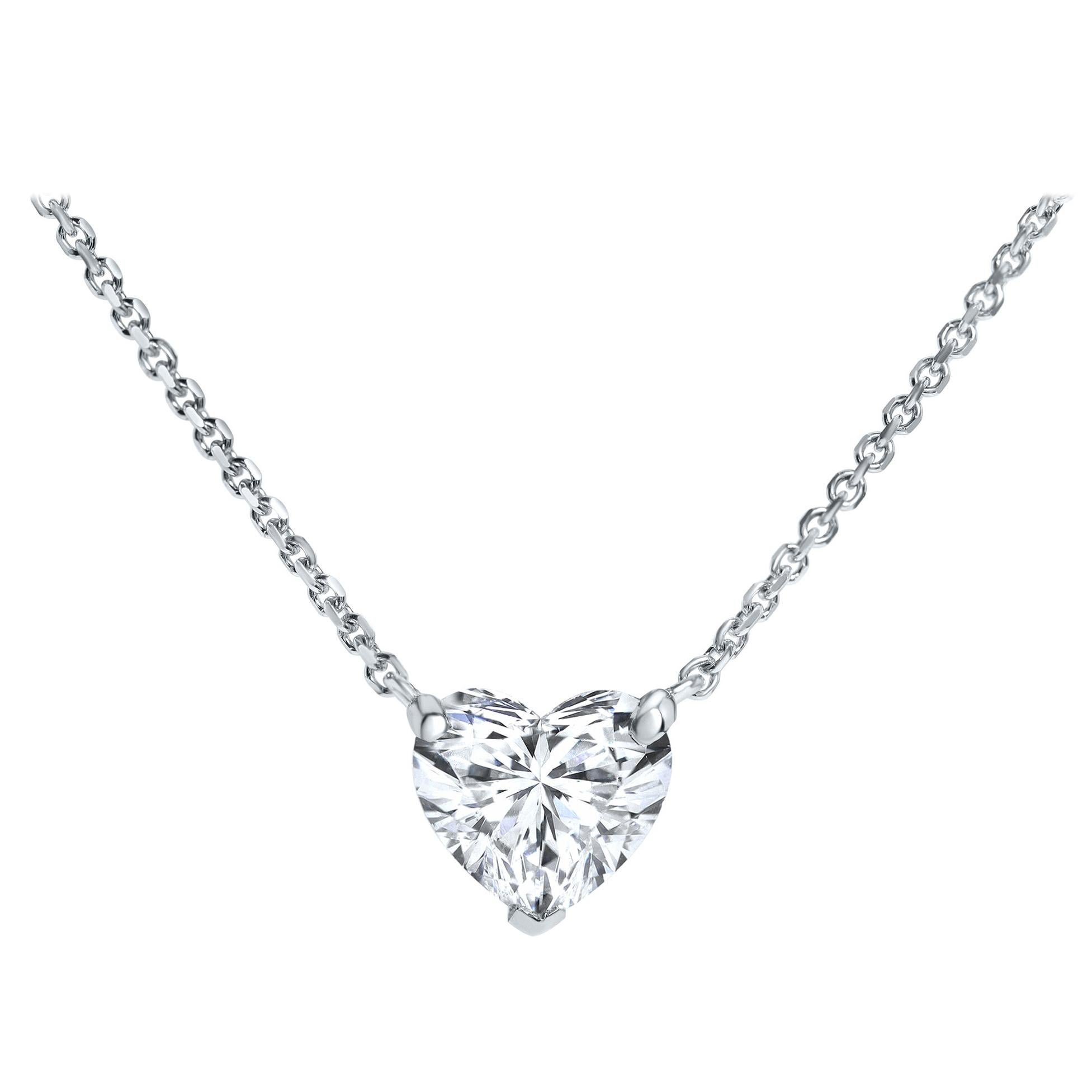 0.70 Carat Heart Shaped Diamond Pendant in 14 Karat White Gold, Shlomit Rogel For Sale