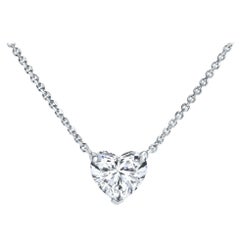 0.70 Carat Heart Shaped Diamond Pendant in 14 Karat White Gold, Shlomit Rogel