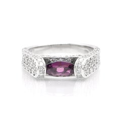 0.70 Carat Natural Brazilian Alexandrite and Diamond Ring Set in Platinum