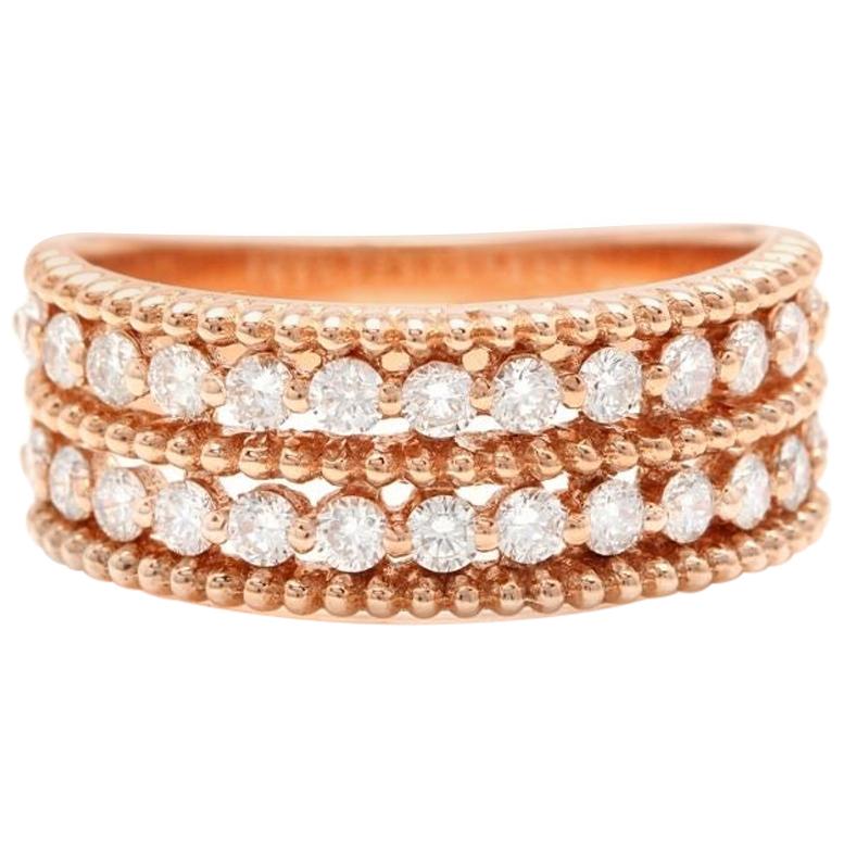 0,70 Karat natürlicher Diamant 14 Karat massiver Roségold Ring