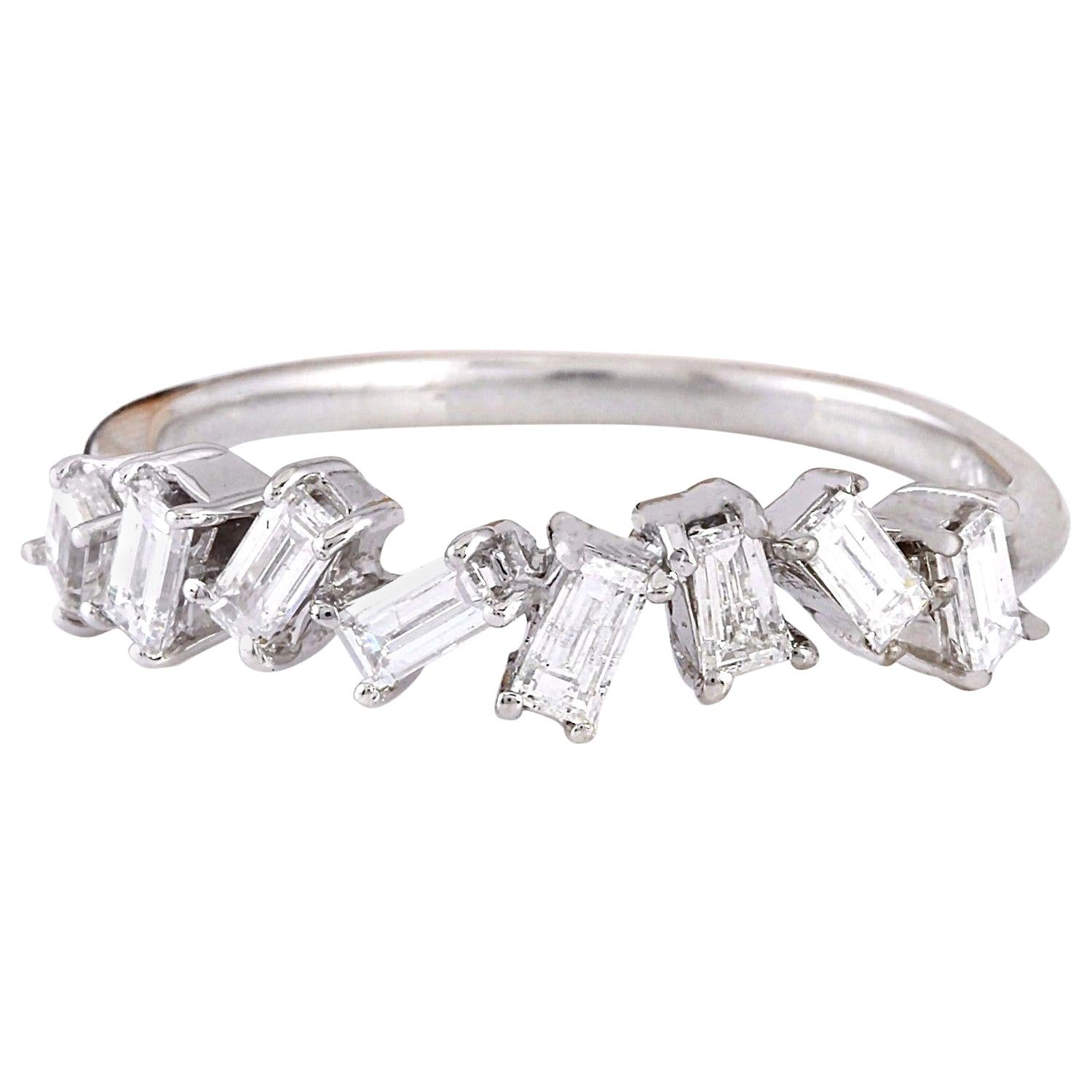 0.70 Carat Natural Diamond 14 Karat Solid White Gold Ring For Sale