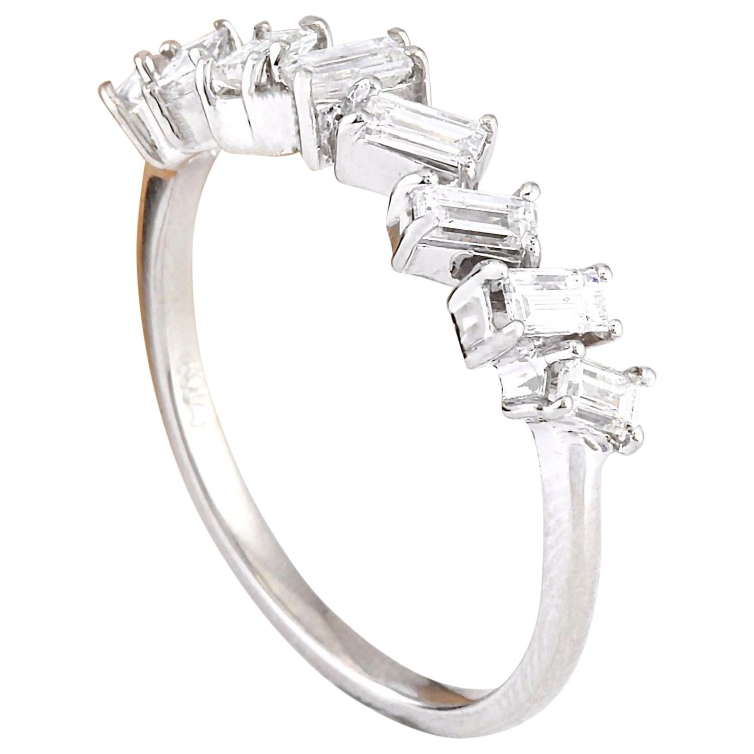 0,70 Karat natürlicher Diamant 14 Karat massiver Weißgold Ring im Zustand „Neu“ im Angebot in Los Angeles, CA