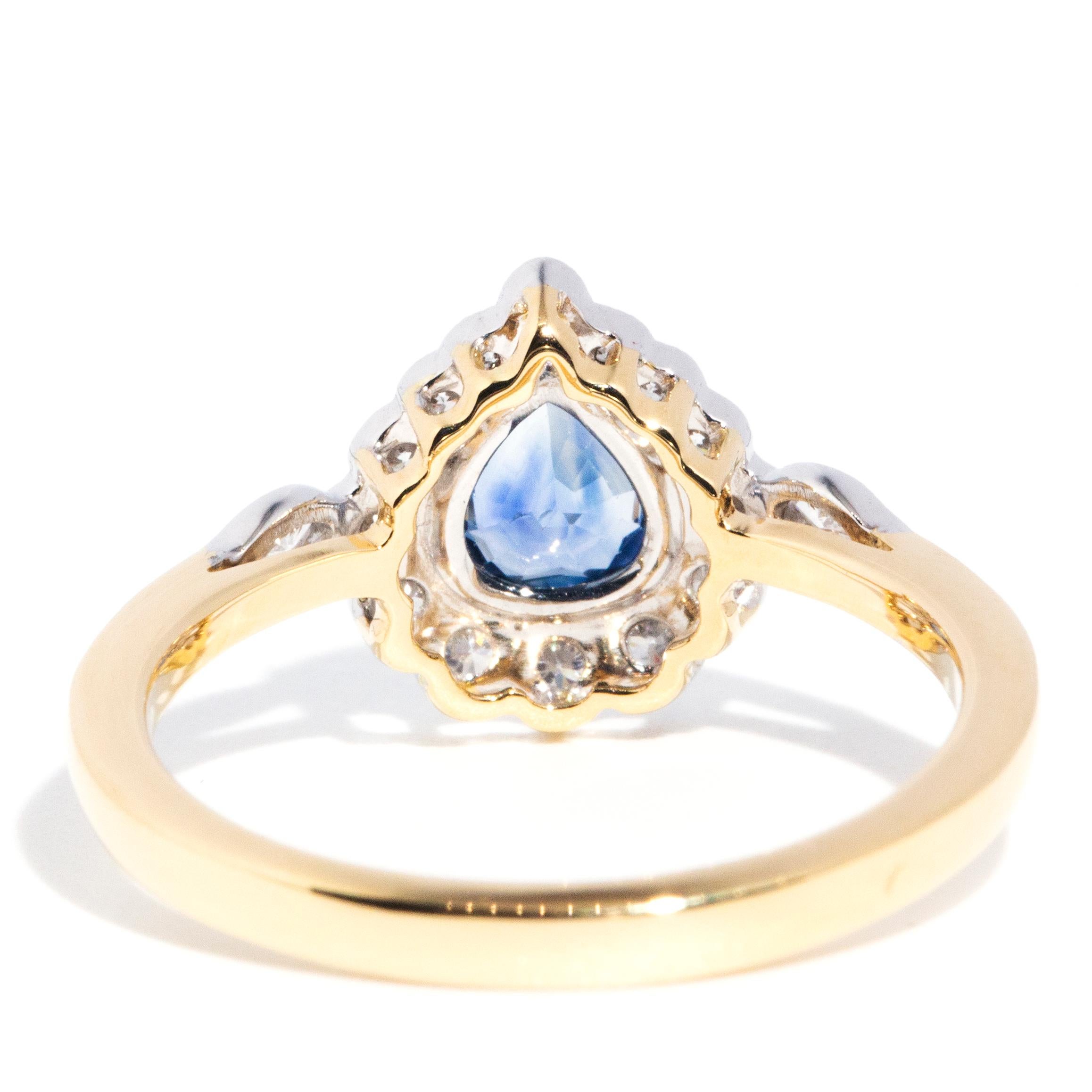 0.70 Carat Natural Sapphire and Diamond 18 Carat Gold Contemporary Halo Ring 4