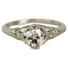 0.70 Carat Old European Cut Diamond Art Deco Engagement Ring