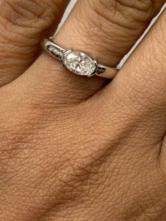 0.70 Carat Oval Cut Diamond Band Ring in 14K White Gold