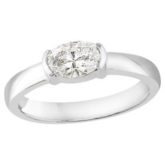 0.70 Carat Oval Cut Diamond Band Ring in 14K White Gold
