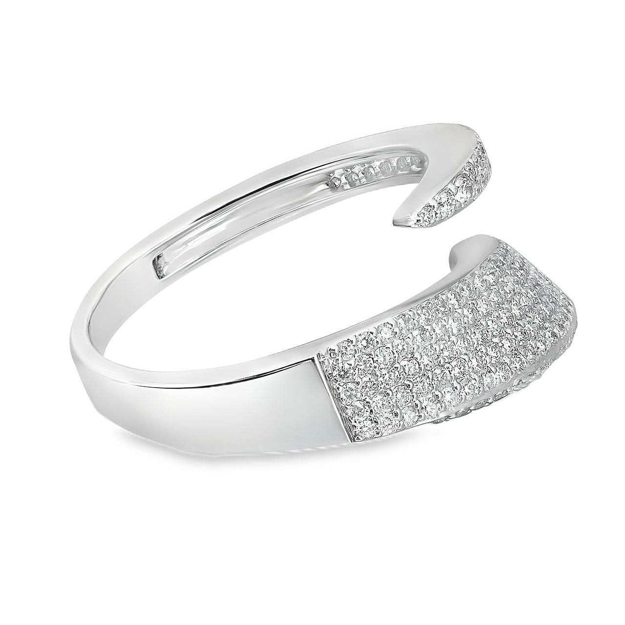 En vente :  Bague enveloppante de diamants pavés de 0,70 carat en or blanc 18 carats 4