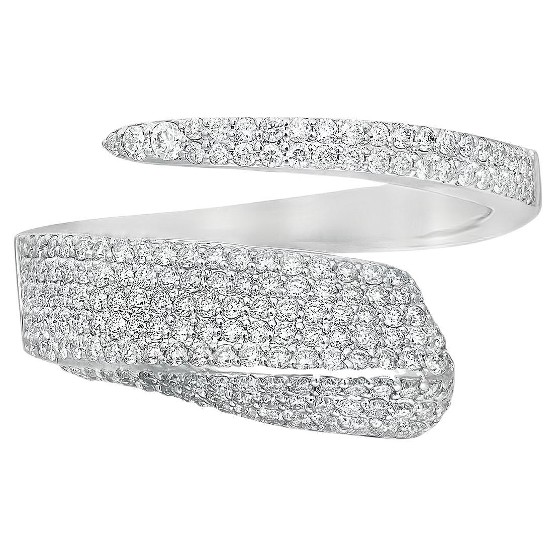 Bague enveloppante de diamants pavés de 0,70 carat en or blanc 18 carats