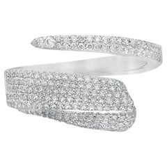 0,70 Karat Pave Diamant Wickelring 18K Weißgold mit Pavé-Diamant