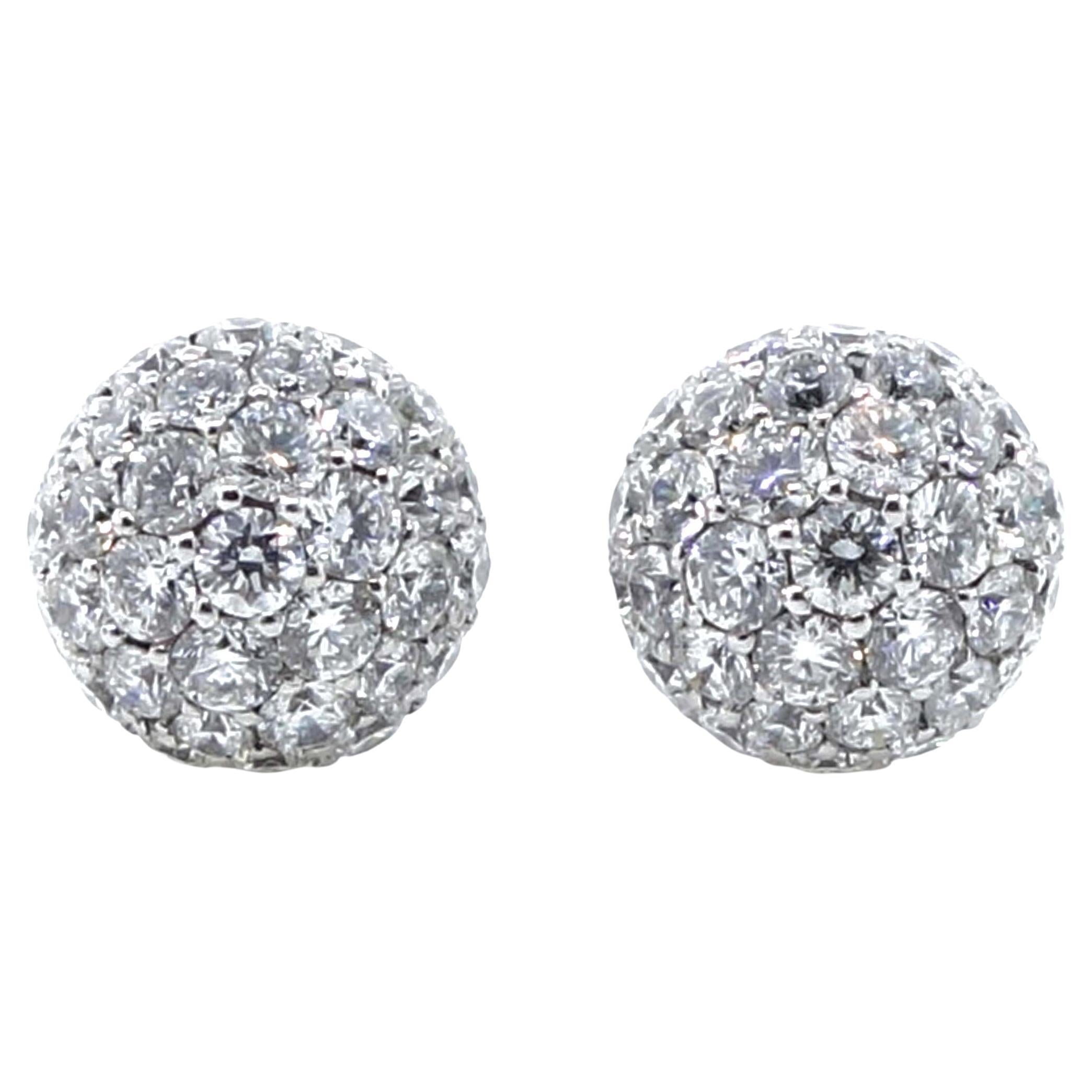 0.70 Carat Pave Earrings in 18k White Gold For Sale