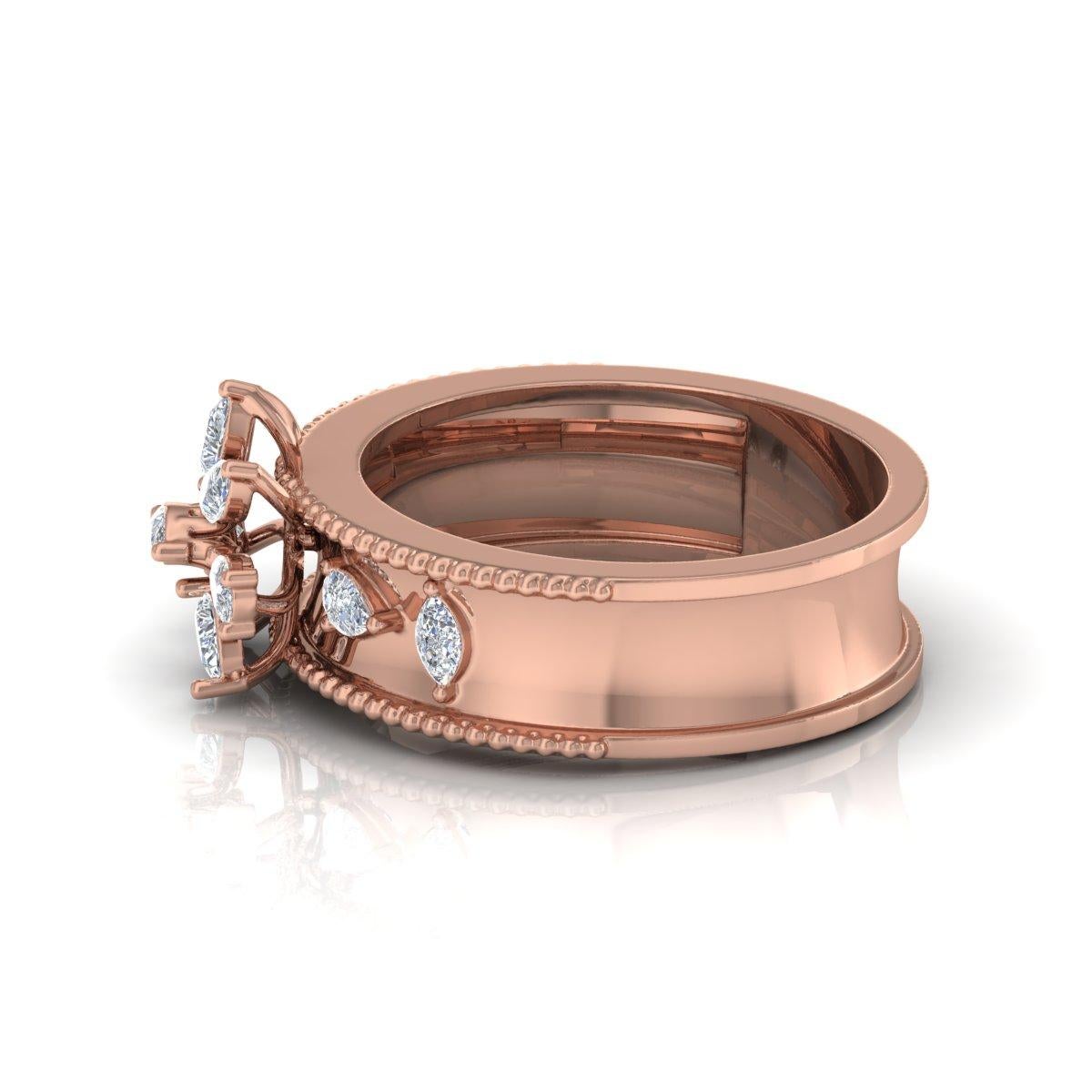 Im Angebot: 0,70 Karat birnenförmiger Marquise-Diamant-Ring aus massivem 18k Roségold, handgefertigt () 7