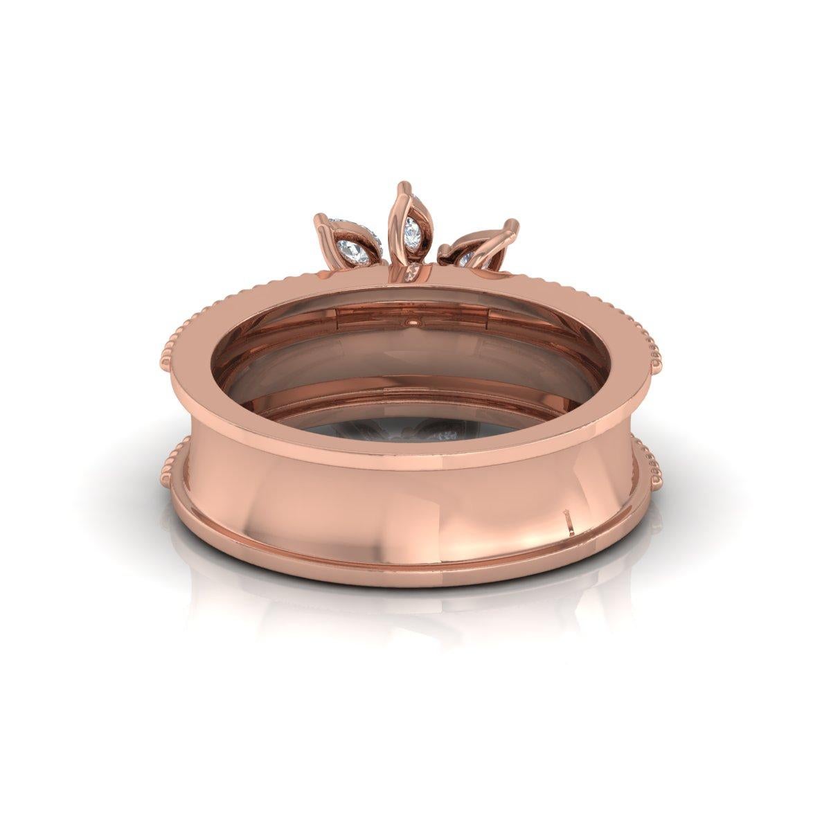 Im Angebot: 0,70 Karat birnenförmiger Marquise-Diamant-Ring aus massivem 18k Roségold, handgefertigt () 8