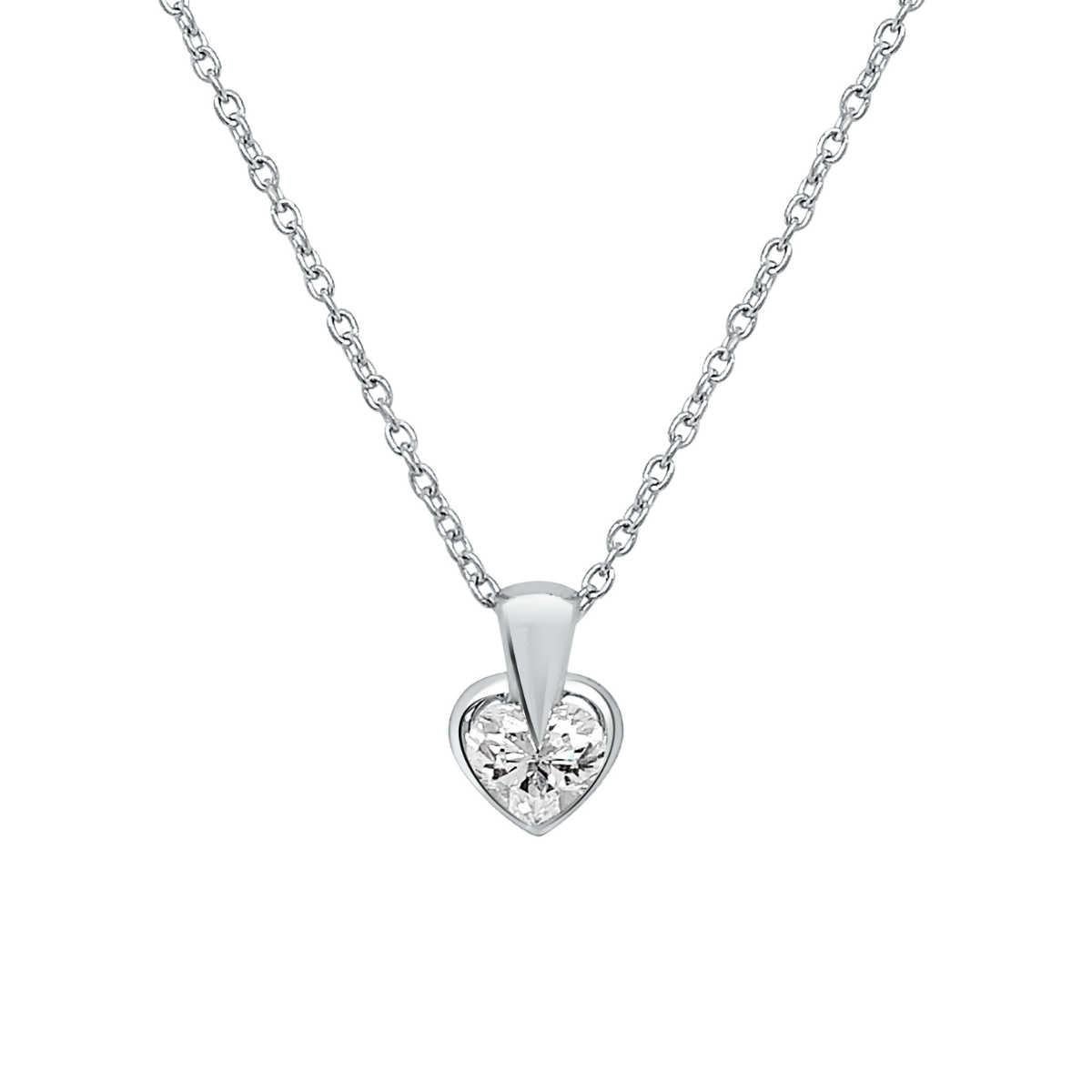 0.70 Carat Platinum Women's Heart Shaped Diamond Solitaire Floating Pendant For Sale